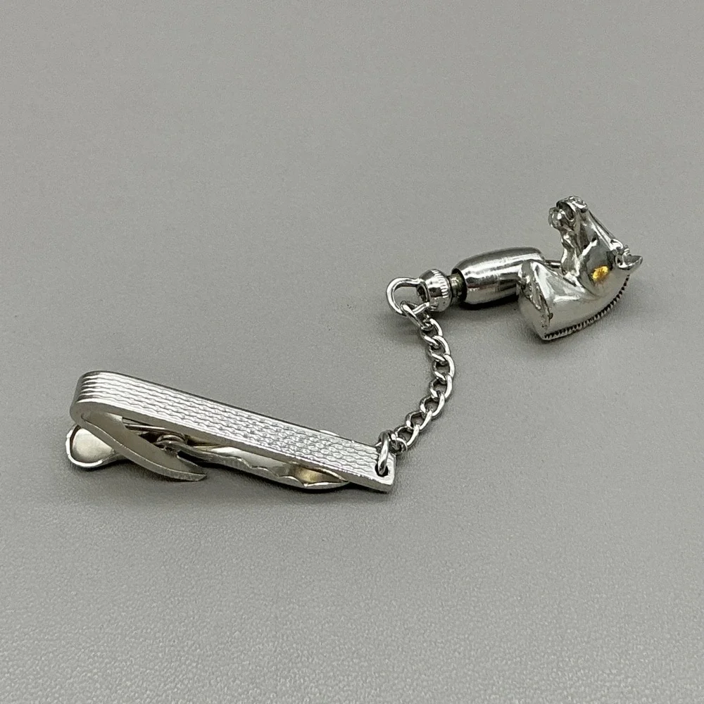 Hickok Horse Head Tie Clip Silver Tone Vintage Equestrian Men's Necktie Bar